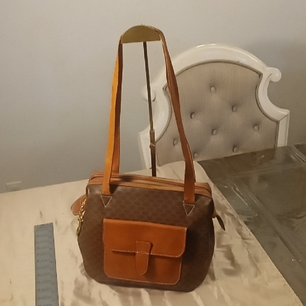 Vintage Celine Brown Leather Macadam Handbag GREAT Comdition